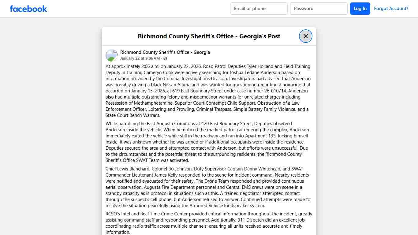 At... - Richmond County Sheriff's Office - Georgia Facebook